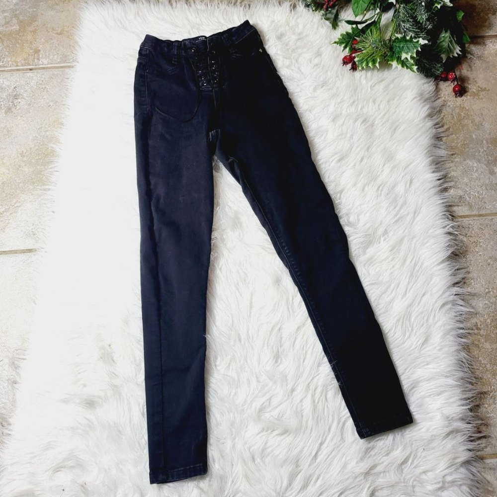 Vice Womnens High Waist Tube Jeans Black Color